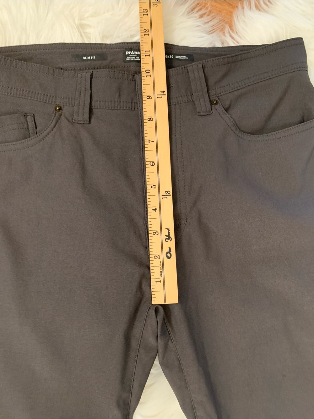 PrAna Brion Slim Pant ll Mens 33/29 Dark Iron Charcoal Gray Hiking Oudoors Nylon - Picture 7 of 15